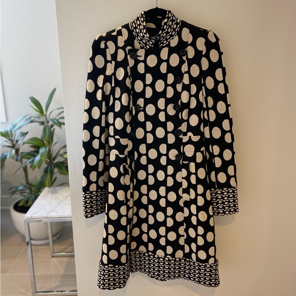 Diane von Furstenberg Black and White Principessa Coat - Size 4